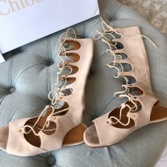 Chloé Gladiator Sandals Beige - Picture 2 of 7